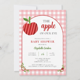 Apple of Our Eye Baby Shower Gingham Sweet Invitation