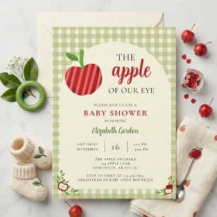 Apple of Our Eye Baby Shower Gingham Sweet Invitation