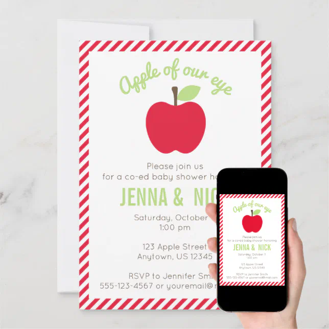 Apple of Our Eye Baby Shower Invitation | Zazzle