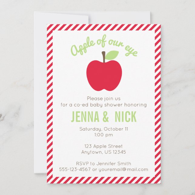 Apple of Our Eye Baby Shower Invitation (Front)