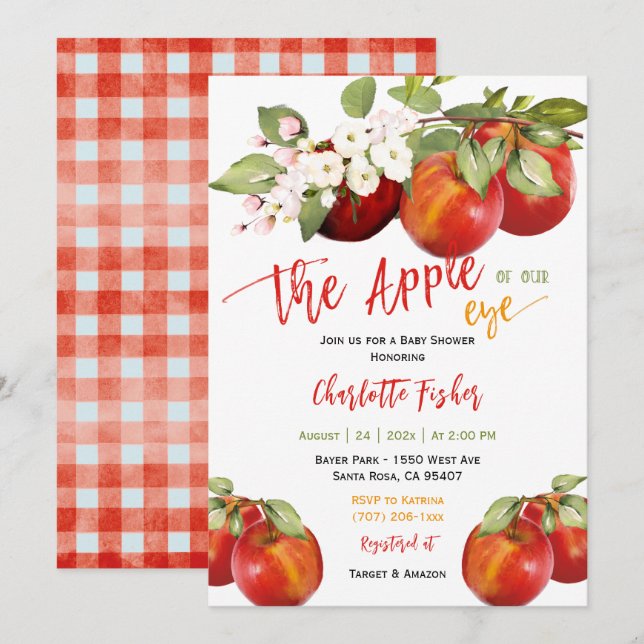 Apple of our Eye Baby Shower Invitation (Front/Back)