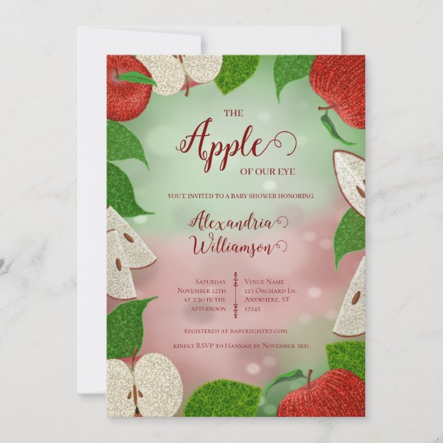 Apple of Our Eye Baby Shower Invitation Rustic (Front)