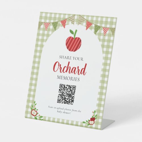 Apple of Our Eye Baby Shower Photo Share QR Code Pedestal Sign