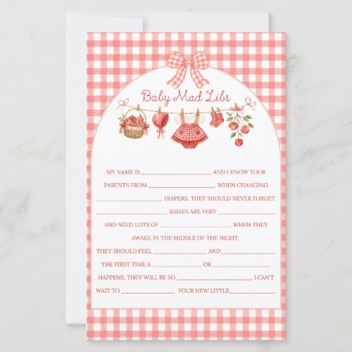 Apple of Our Eye Baby Shower Red Gingham Game