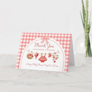 Apple of Our Eye Baby Shower Red Gingham Thank You Card