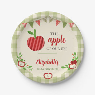 Apple of Our Eye Baby Shower Rustic Gingham Paper Plates