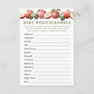 Apple of Our Eye Baby Shower Word Scramble Game Enclosure Card