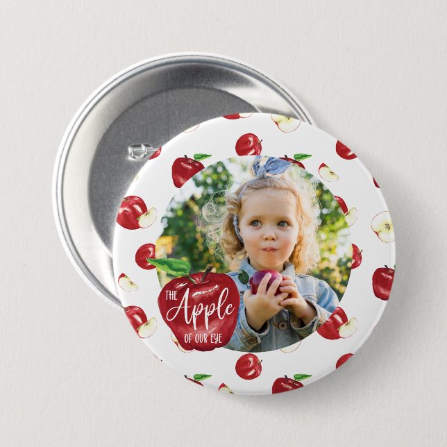 Apple of Our Eye, Birthday Girl, Boy Button (Front & Back)