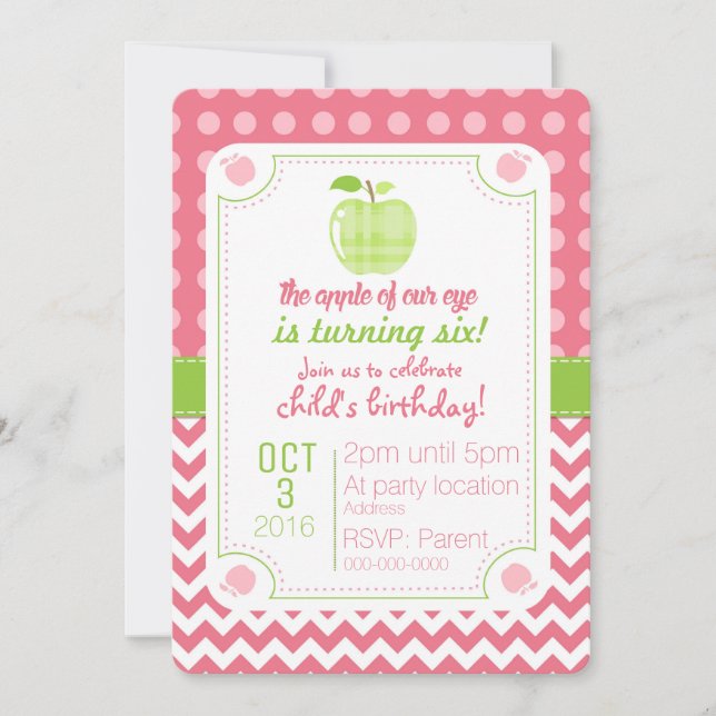 Apple Of Our Eye Birthday Invitation (Front)