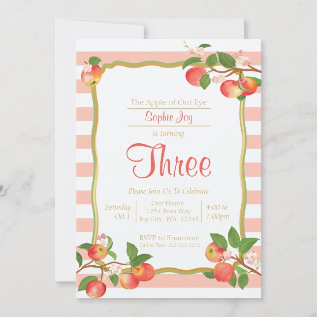 Apple of Our Eye Birthday Invitation (Front)
