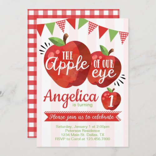 Apple of our Eye Birthday Party Invitation