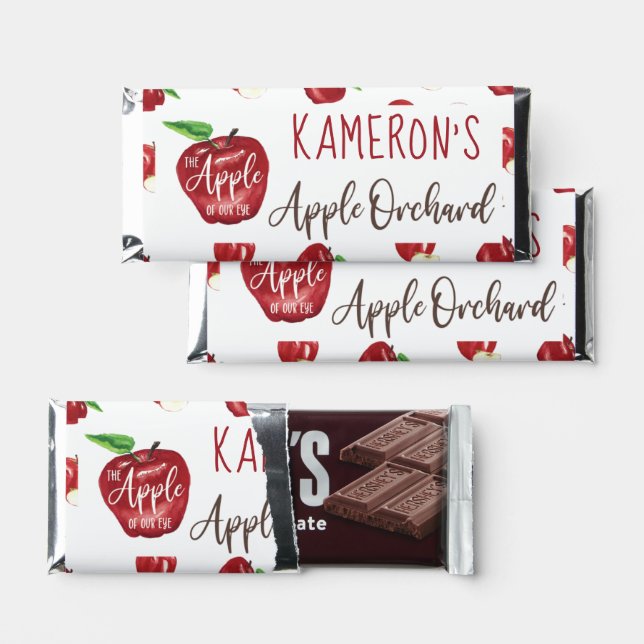 Apple of Our Eye, Birthday Photo Thank You Hershey Bar Favors (Front)