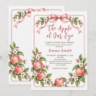 Apple of Our Eye Blush Pink Fall Baby Shower Invitation