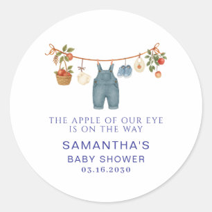 Apple of Our Eye Boy Baby Shower Classic Round Sticker