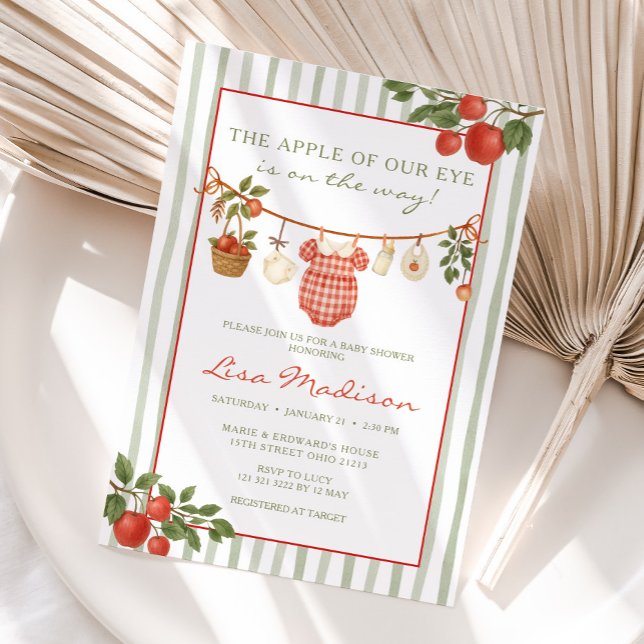  Apple of our Eye Clothesline Baby Shower  Invitation (Creator Uploaded)