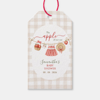 Apple Of Our Eye clothesline gingham Baby Shower Gift Tags