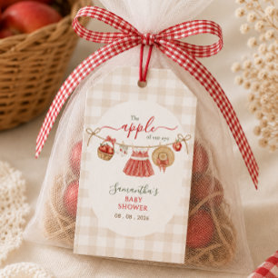 Apple Of Our Eye clothesline gingham Baby Shower Gift Tags