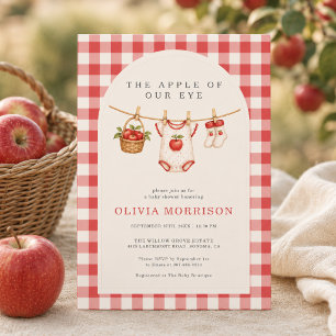 Apple of Our Eye Clothesline Gingham Baby Shower Invitation