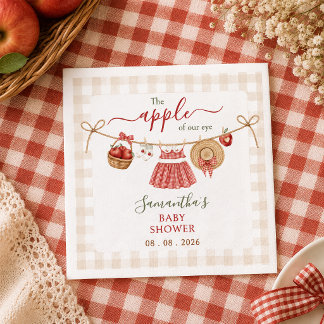 Apple Of Our Eye clothesline gingham Baby Shower Napkins
