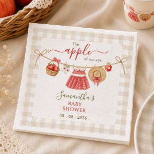 Apple Of Our Eye clothesline gingham Baby Shower Napkins
