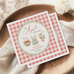 Apple of Our Eye Clothesline Gingham Baby Shower Napkins