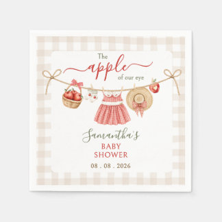 Apple Of Our Eye clothesline gingham Baby Shower Napkins