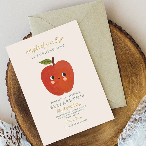 Apple of our eye cute Apple 1st Birthday Invitation