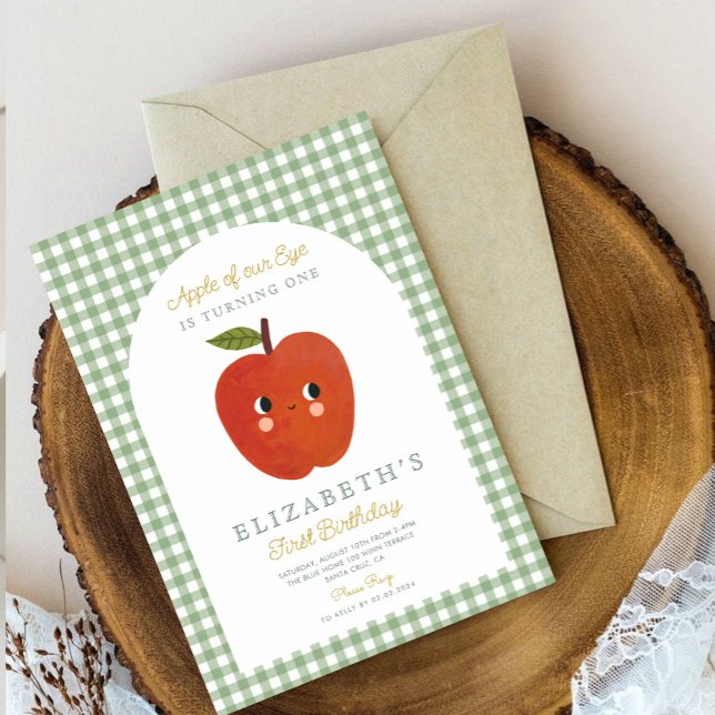 Apple of our eye cute Apple 1st Birthday Invitation (Creator Uploaded)