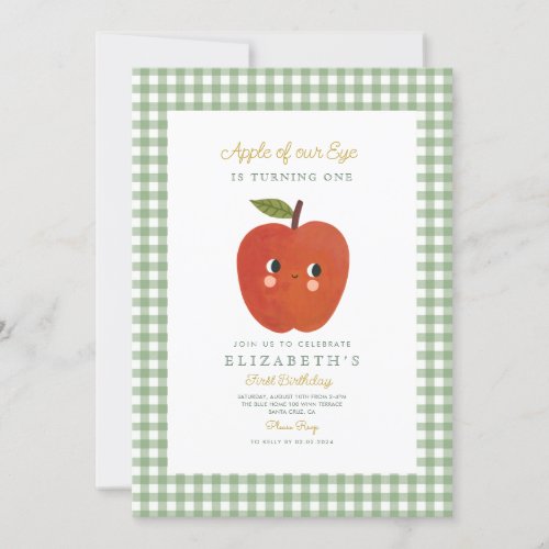 Apple of our eye cute Apple 1st Birthday Invitation