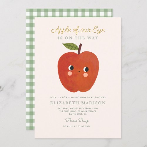 Apple of our eye cute Apple Baby Shower Invitation