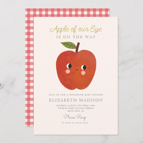 Apple of our eye cute Apple Baby Shower Invitation