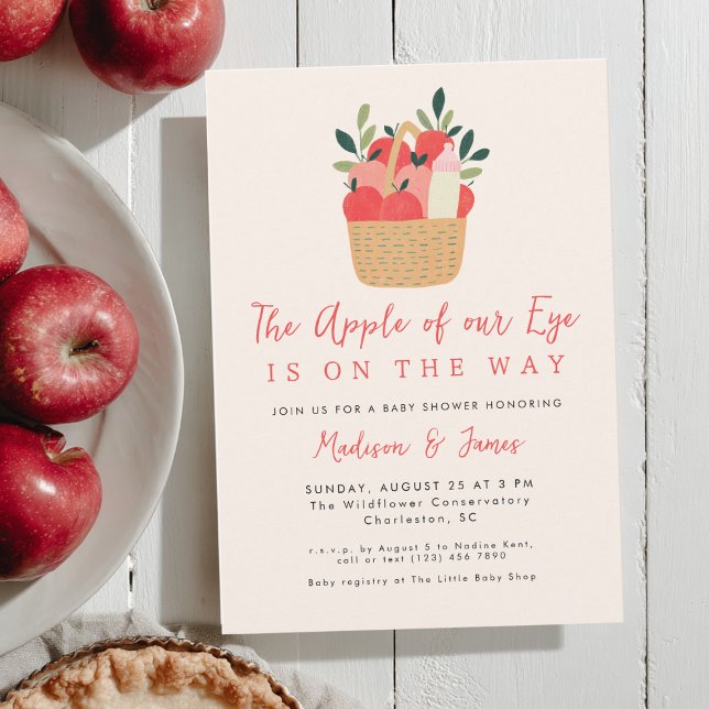 Apple Of Our Eye Cute Modern Fall Baby Shower Invitation (Creator Uploaded)