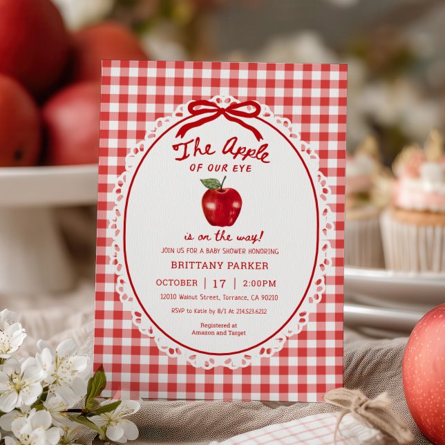 Apple of Our Eye Fall Apple Baby Shower Invitation (Creator Uploaded)