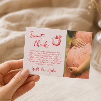 Apple of Our Eye Fall Autumn Baby Shower Photo Thank You Card