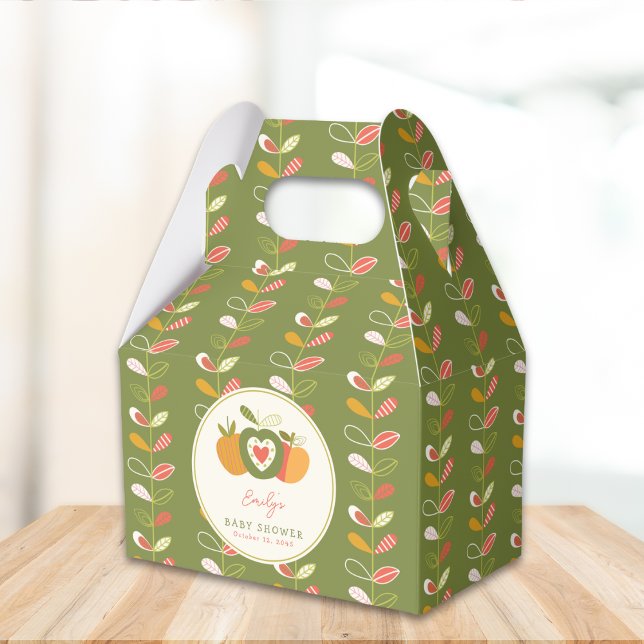 Apple of Our Eye Fall Baby Shower Green Favor Boxes (Creator Uploaded)