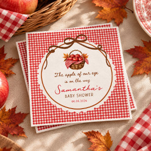 Apple Of Our Eye Fall Baby Shower red gingham Napkins