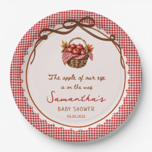 Apple Of Our Eye Fall Baby Shower red gingham Paper Plates