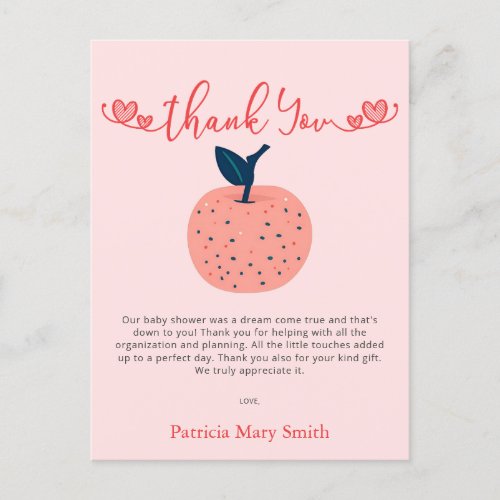 Apple of our Eye Fall Baby Shower Thank You Postcard