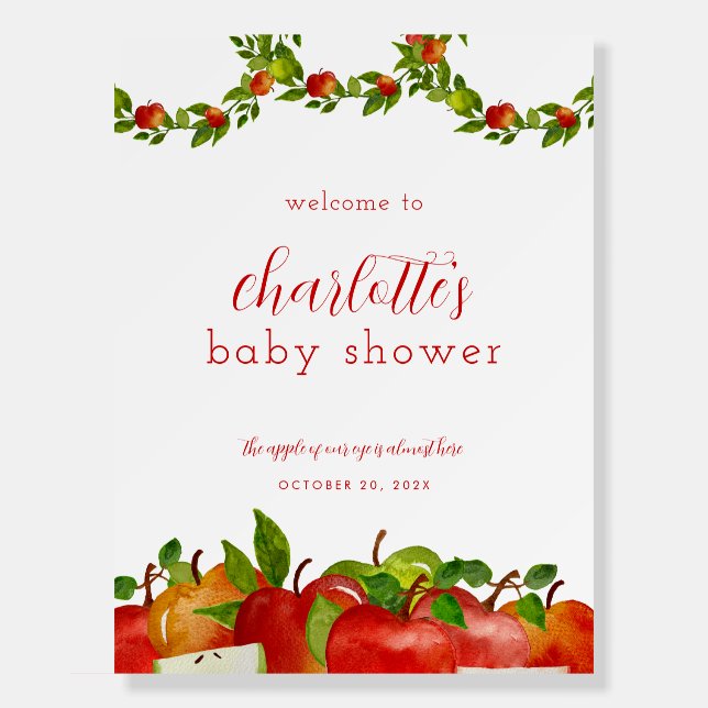 Apple of Our Eye Fall Baby Shower Welcome Sign (Front)