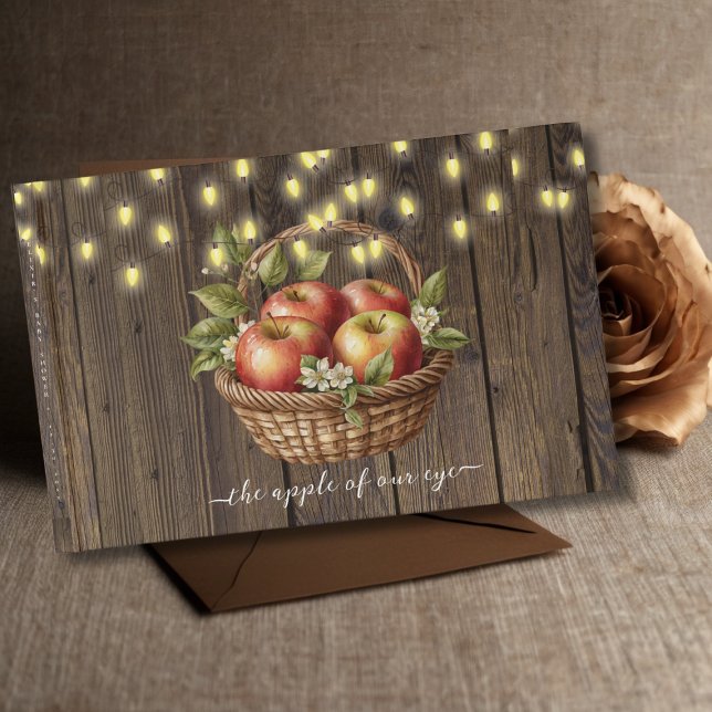 Apple Of Our Eye Fall Floral Wood Baby Shower Guest Book (Creator Uploaded)