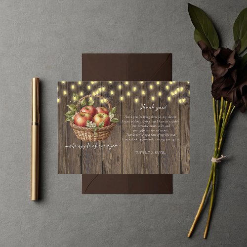 Apple Of Our Eye Fall Floral Wood Baby Shower Thank You Card