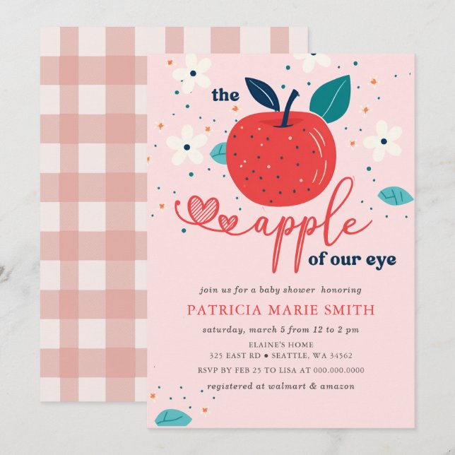 Apple of Our Eye Fall Girl Baby Shower Invitation (Front/Back)
