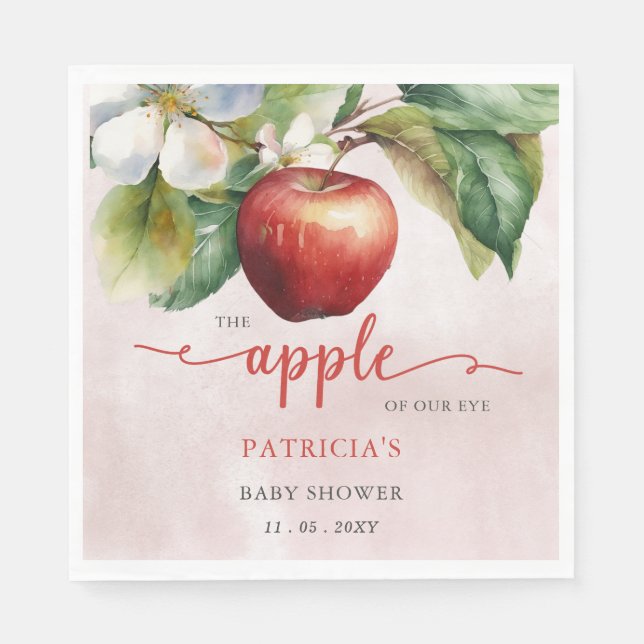 Apple of Our Eye Fall Girl Baby Shower Napkins (Front)