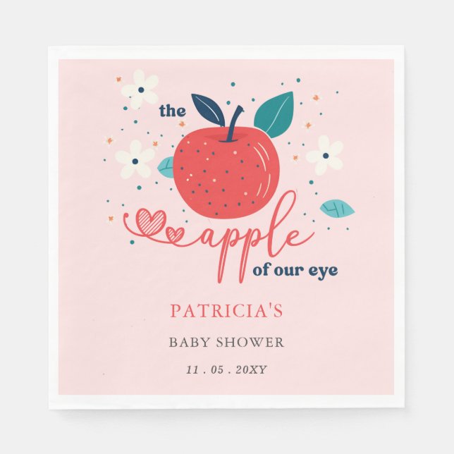 Apple of Our Eye Fall Girl Baby Shower Napkins (Front)