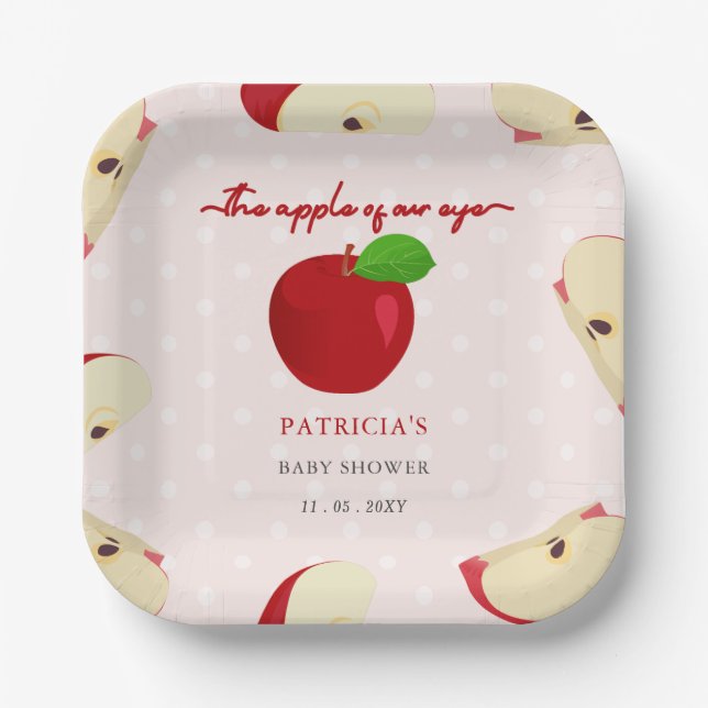Apple of Our Eye Fall Girl Baby Shower Paper Plates (Front)
