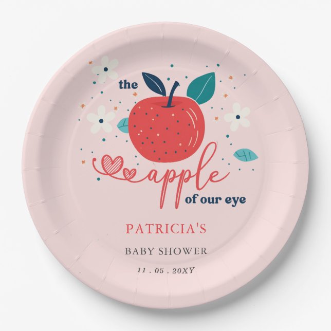 Apple of Our Eye Fall Girl Baby Shower Paper Plates (Front)