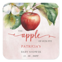 Apple of Our Eye Fall Girl Baby Shower Square Sticker