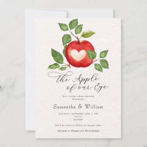 Apple Of Our Eye Fall Harvest Rustic Baby Shower Invitation