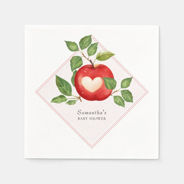 Apple Of Our Eye Fall Harvest Rustic Baby Shower Napkins (Front)