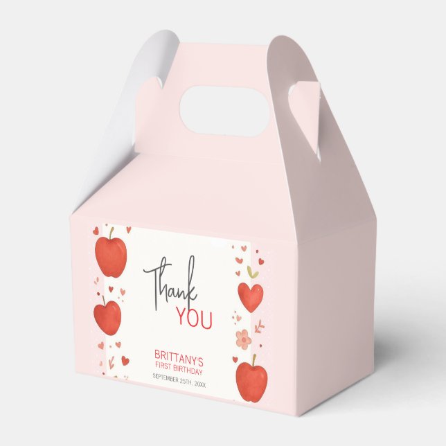 Apple of Our Eye Fall Themed Birthday Favor Boxes (Front Side)